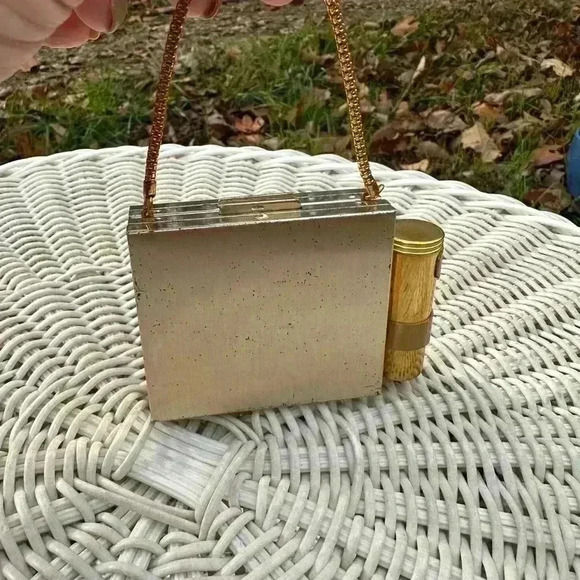 Vintage Gold and Silver Floral compact. Clutch. Gold compact. Antique. Fancy - Picture 3 of 11